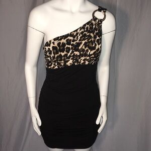 Speechless black and leopard print mini dress